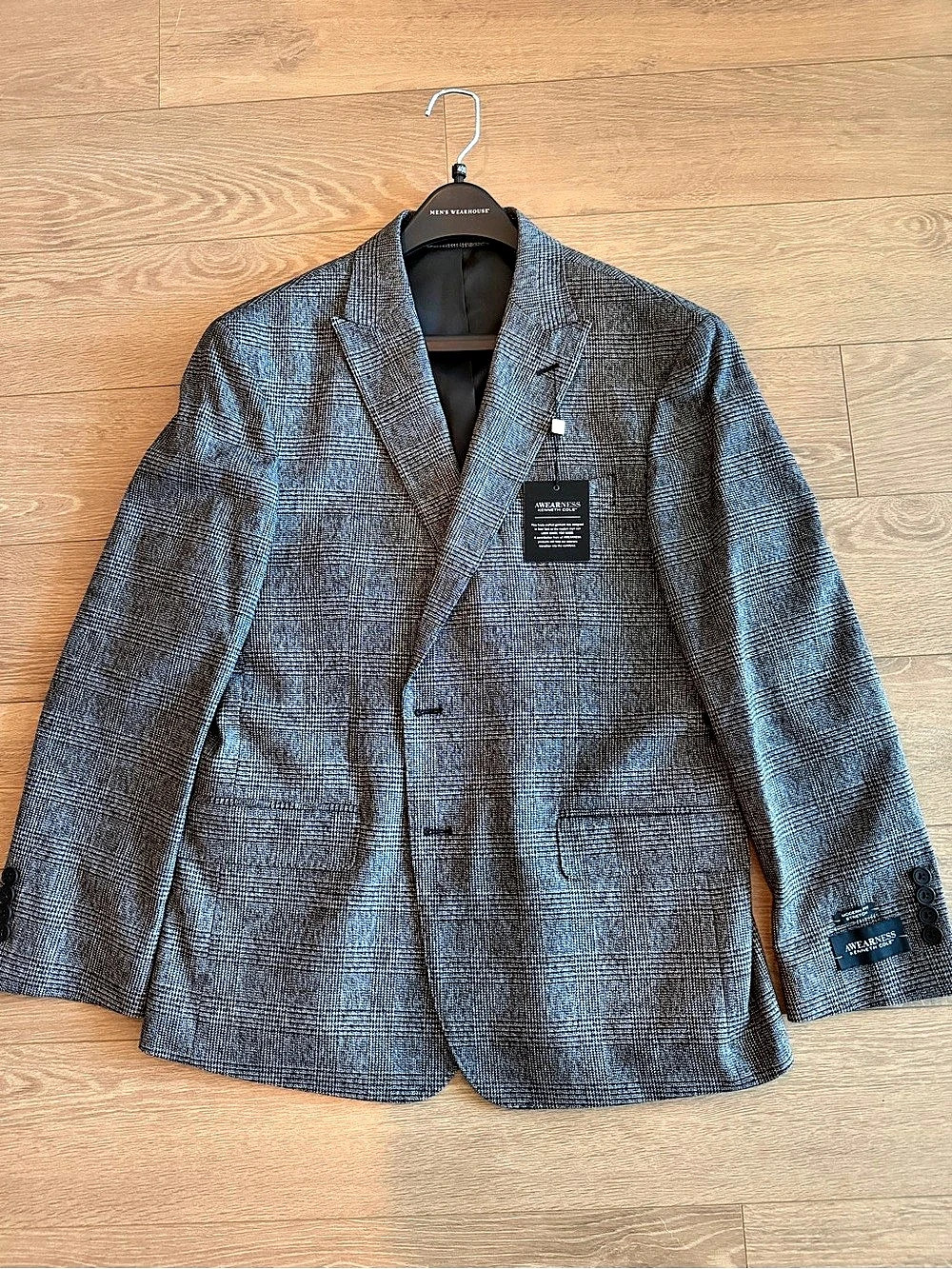 Aweareness by Kenneth Cole Gray/Black Mens
Sport Coat Blazer - 40S - NWT